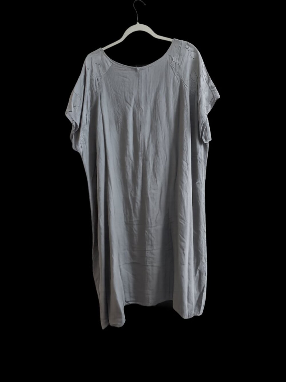 Linen shift dress with embroidered sleeve detail - Picture 2 of 3